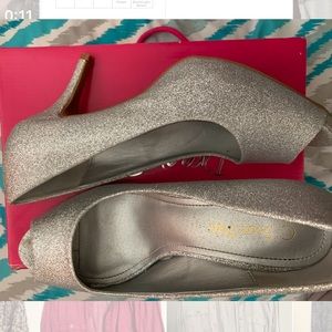 Sparkly silver heels